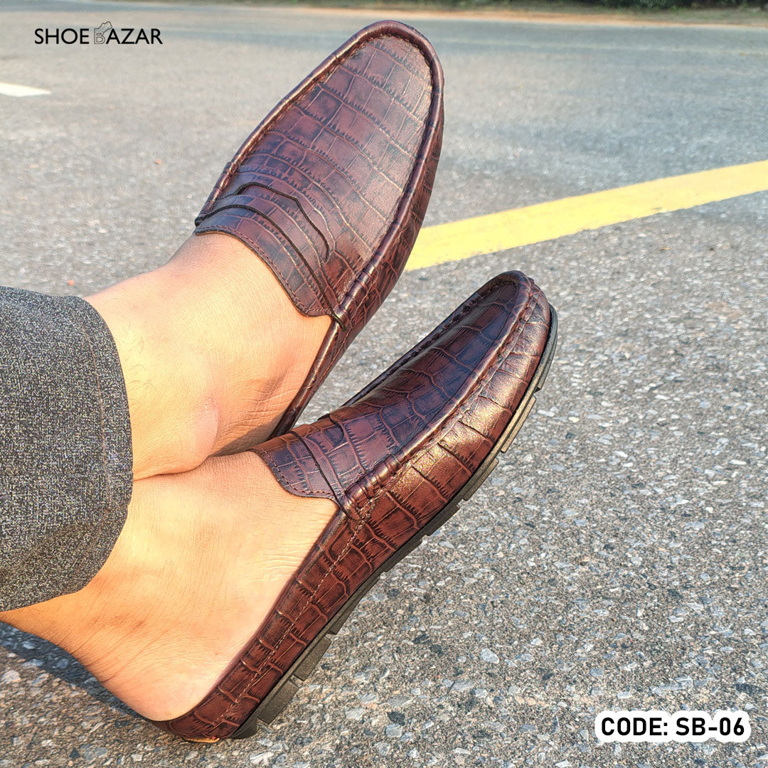 Cow Leather Crocodile Dice Half Shoe for men - SB-06