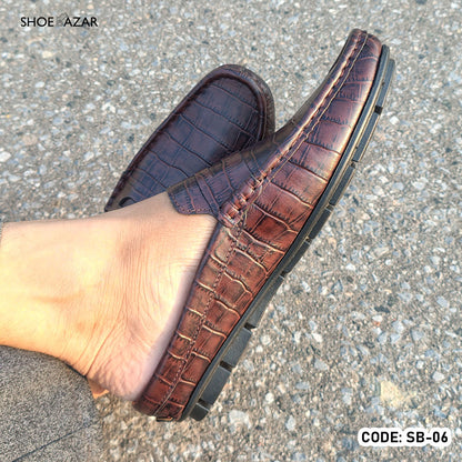 Cow Leather Crocodile Dice Half Shoe for men - SB-06