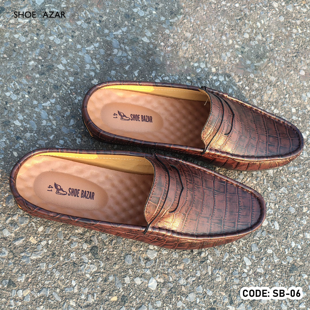 Cow Leather Crocodile Dice Half Shoe for men - SB-06