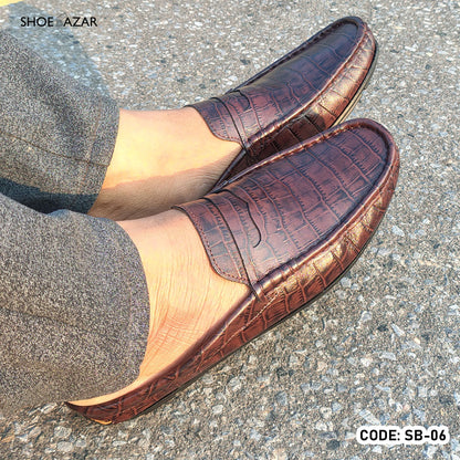Cow Leather Crocodile Dice Half Shoe for men - SB-06