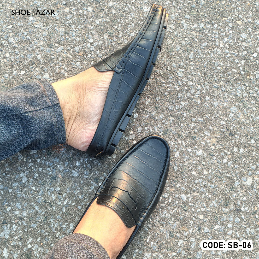 Cow Leather Crocodile Dice Half Shoe for men - SB-07