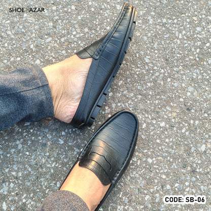 Cow Leather Crocodile Dice Half Shoe for men - SB-07