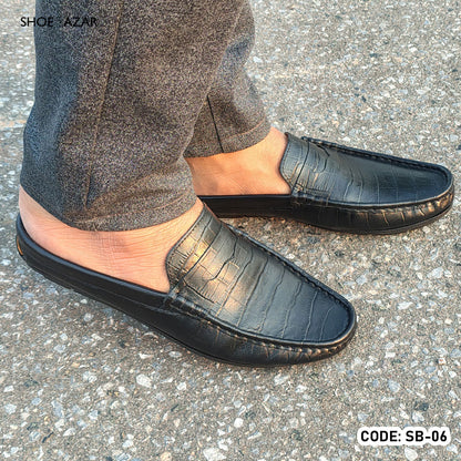 Cow Leather Crocodile Dice Half Shoe for men - SB-07