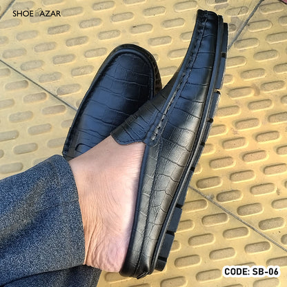 Cow Leather Crocodile Dice Half Shoe for men - SB-07