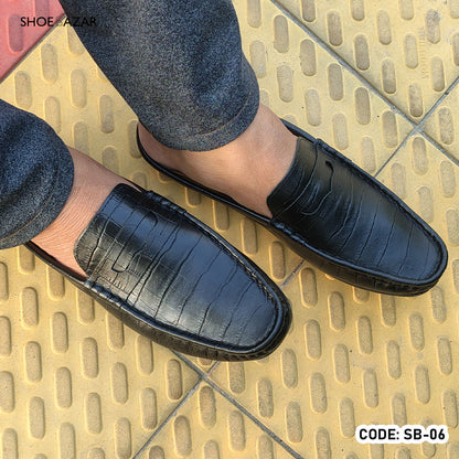 Cow Leather Crocodile Dice Half Shoe for men - SB-07